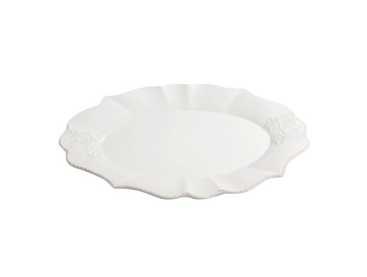 Ovale Servierplatte aus Steingut, weiß