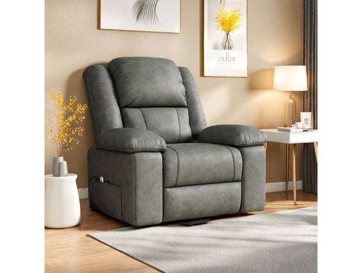 Fauteuils Electrique 160° avec 8 moteurs silencieux Fauteuil Massant Chauffant avec Poche latérale de Rangement Gris