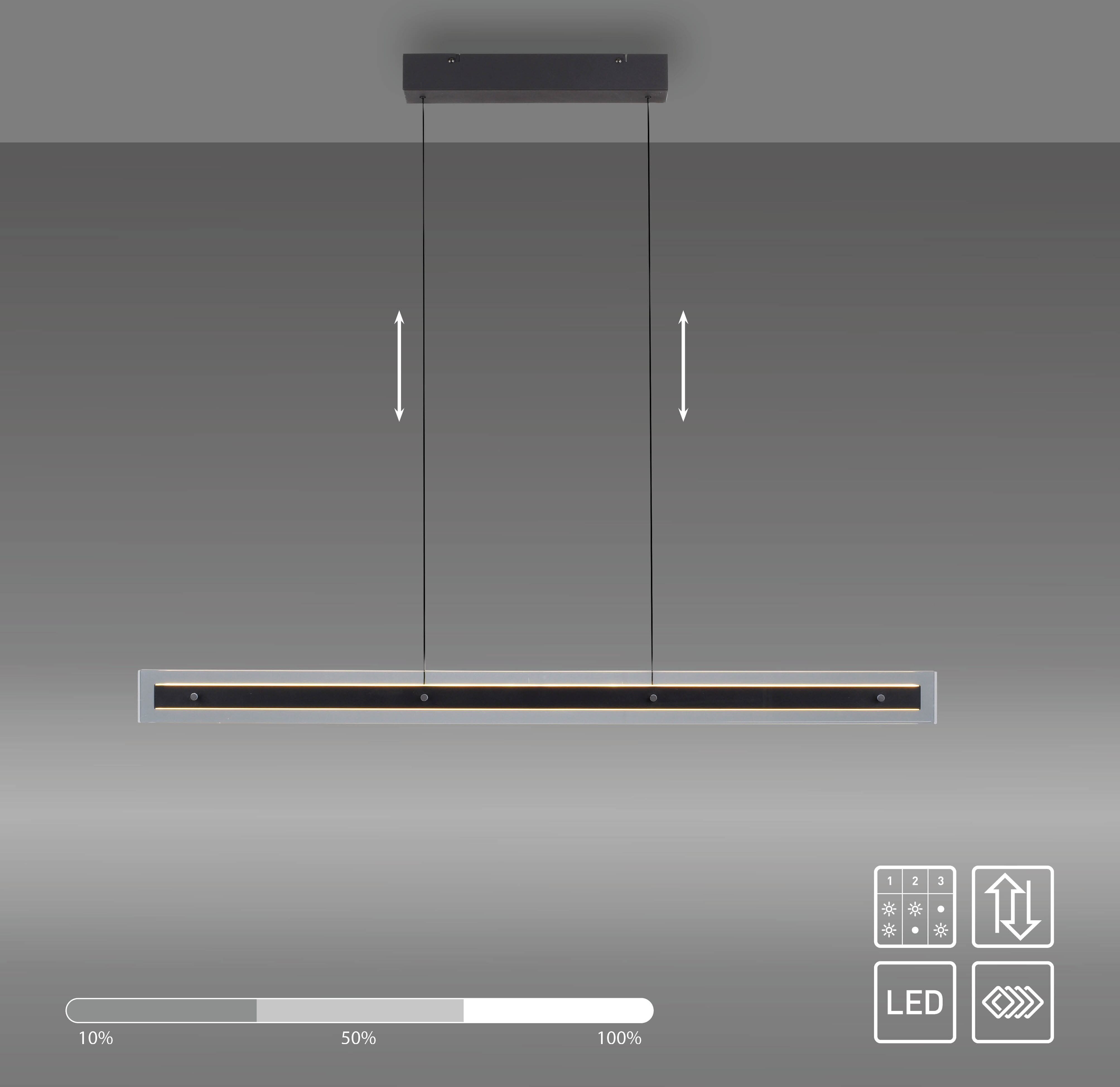 LED Pendelleuchte "LENA", schwarz, 1, H: 80cm, 1 Stk., SCHÖNER WOHNEN-KOLLEKTION, Leuchten, SCHÖNER WOHNEN Kollektion, 3-Stufen Dimmfunktion, Up-und Downlight, LED Pendelleuchte