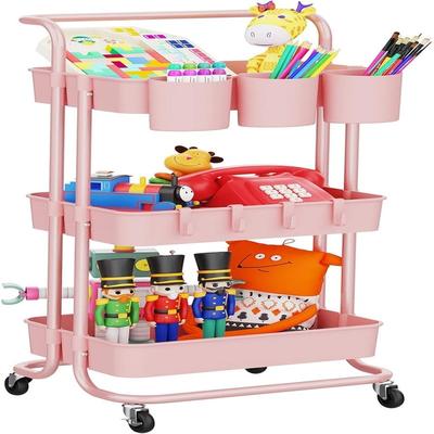 No "3Tier Rolling Mobile Utility Cart with Hanging Cups - 13""D x 16.5""W x 33""H"