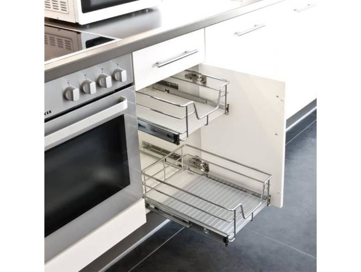Panier à tiroirs coulissants - JEOBEST - 2 pièces - Acier chromé - 56 cm - Cuisine/Salle de bain