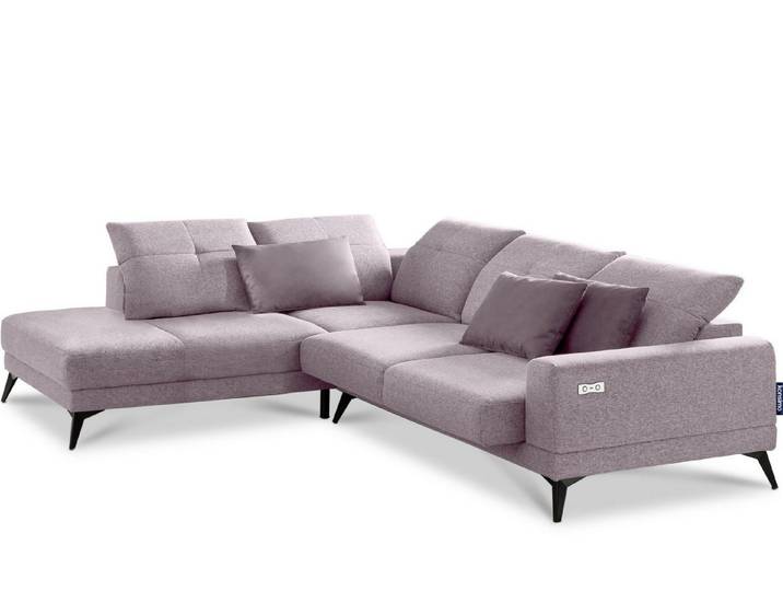 KONSIMO® Ecksofa DAVIDI Ecksofa, USB-Anschluss,verstellbare Kopfstützen