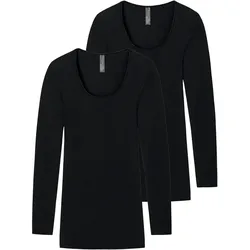 Schiesser Damen Longsleeve Feinripp - Luxury 2er Pack