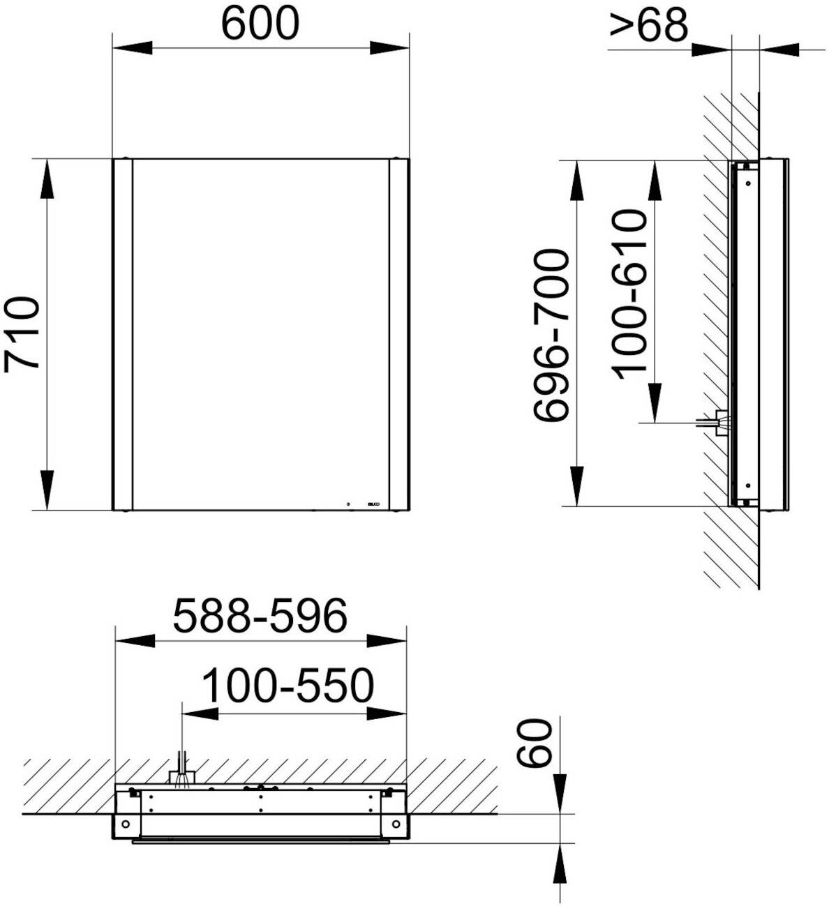 Keuco Royal Metis LED Unterputz-Spiegelschrank 60 x 71 cm Türanschlag rechts, Badmöbel, 811201450066, verspiegelt