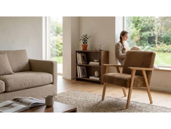 Family Meble Sessel Soler Idylla – Retro-Sessel im Vintage-Stil mit Stoff-Bezug – Orange · 56