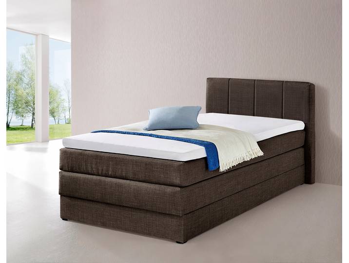 Boxspringbett, Strukturstoff, Braun, 100×200 cm, Mit Bettkasten, Landhaus, Hapo
