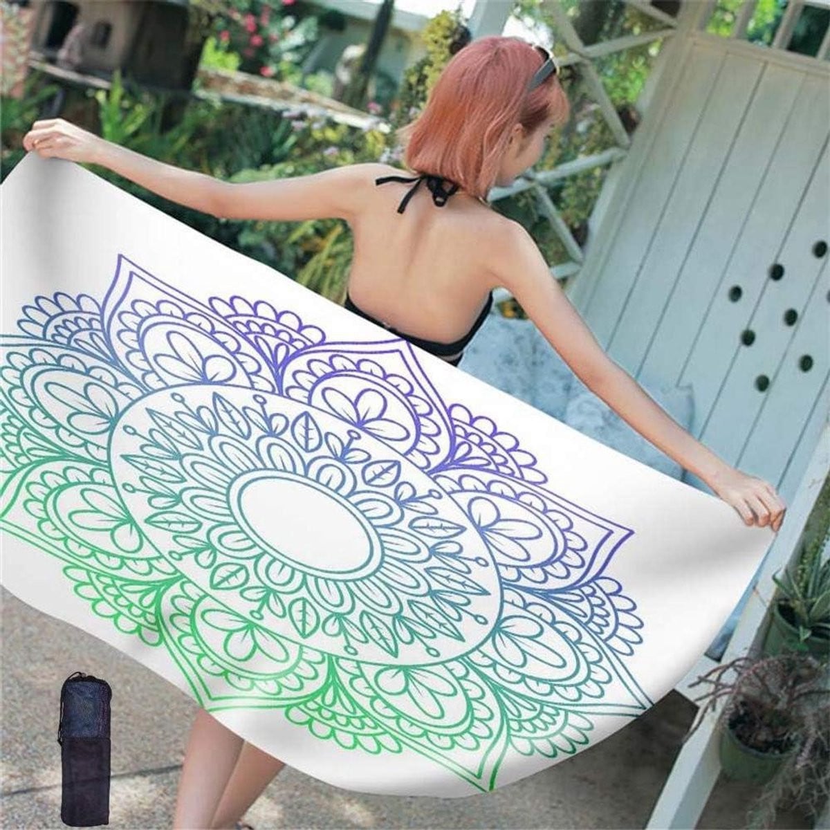Strandhanddoek Microvezel met Mandala Patroon - 70 x 150 cm