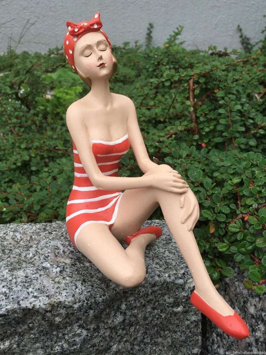Decoratieve Figuur Meisje in Antieke Stijl - Blauw - Hoogte: 185 cm