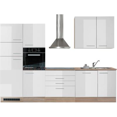 Küchenzeile BASIC BY BALCULINA "Laurel", braun (küche: braun, korpus: sonoma eichefarben, arbeitsplatte: sonoma eichefarben), B:310cm T:60cm, Komplettküchen-Sets, Küchenzeile, ohne E-Geräte, Breite 310 cm