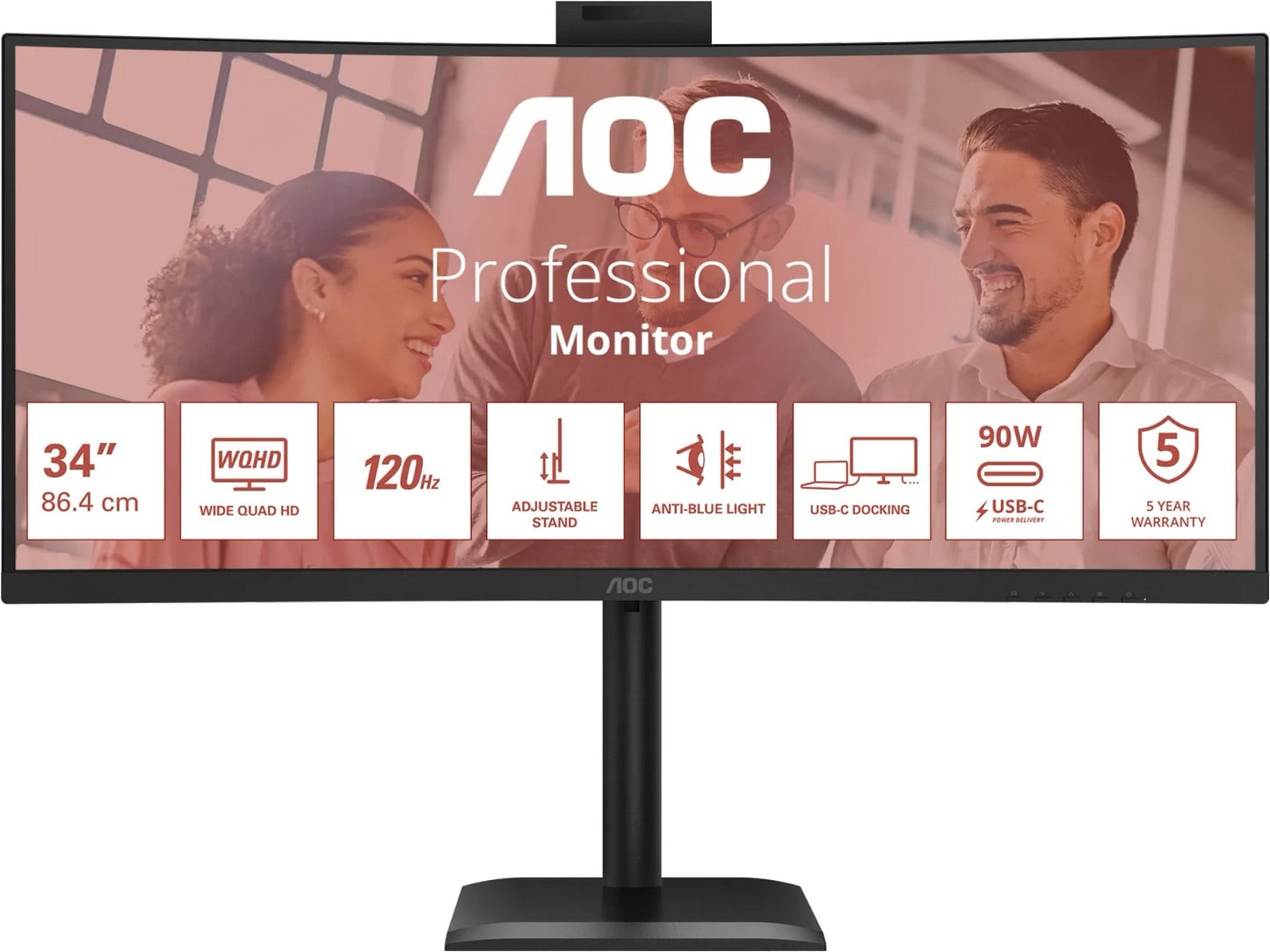 AOC CU34E4CW 34 Zoll UWQHD VA Panel 21:9 120 Hz Curved Monitor