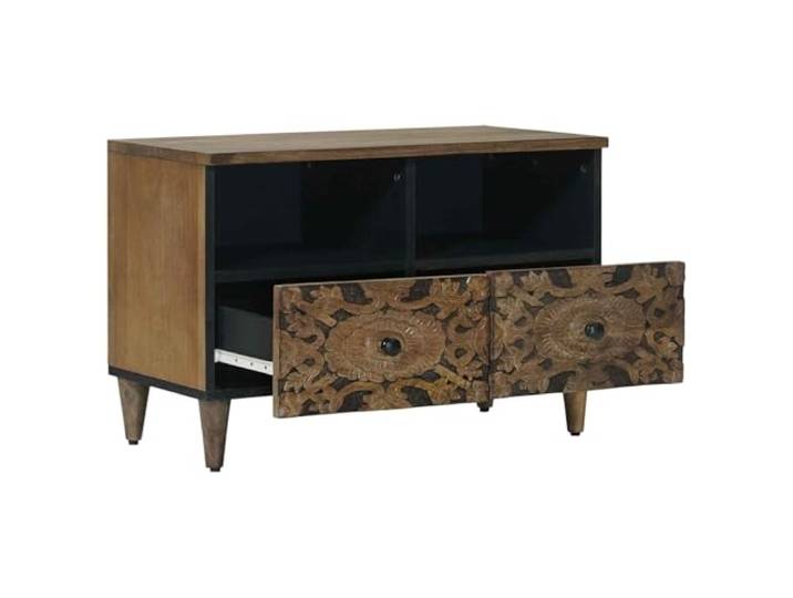 TV-Schrank Braun 70 x 33,5 x 46 cm Massivholz Mango Mangoholz,rechteckiges Design,Innenraum für Elektronik,Innenbereich,pflegeleicht,feuchtes Tuch