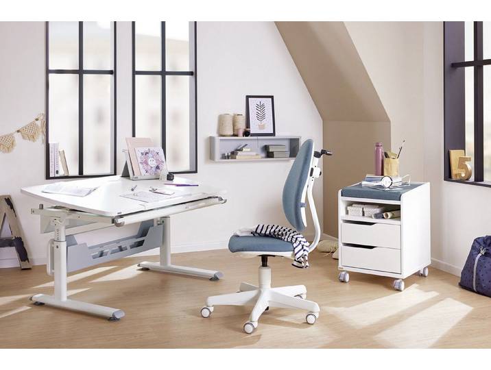 PAIDI Kinderschreibtisch DIEGO CURVED, Schülerschreibtisch, mitwachsend, ergonomisch, stufenlos höhenverstellbar, Tischplatte neigbar