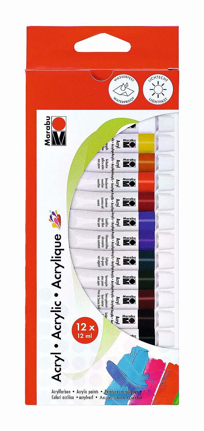 Marabu Acrylfarben-Set, farbsortiert 1210000000200