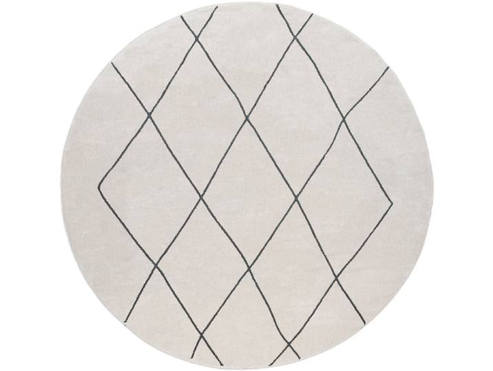 Teppich PACO HOME Haral 786 , weiss (weiß), H:9mm Ø:120cm, Polyester, Polypropylen, Teppiche, Teppich, Kurzflor, Scandi Design, Rauten Motiv