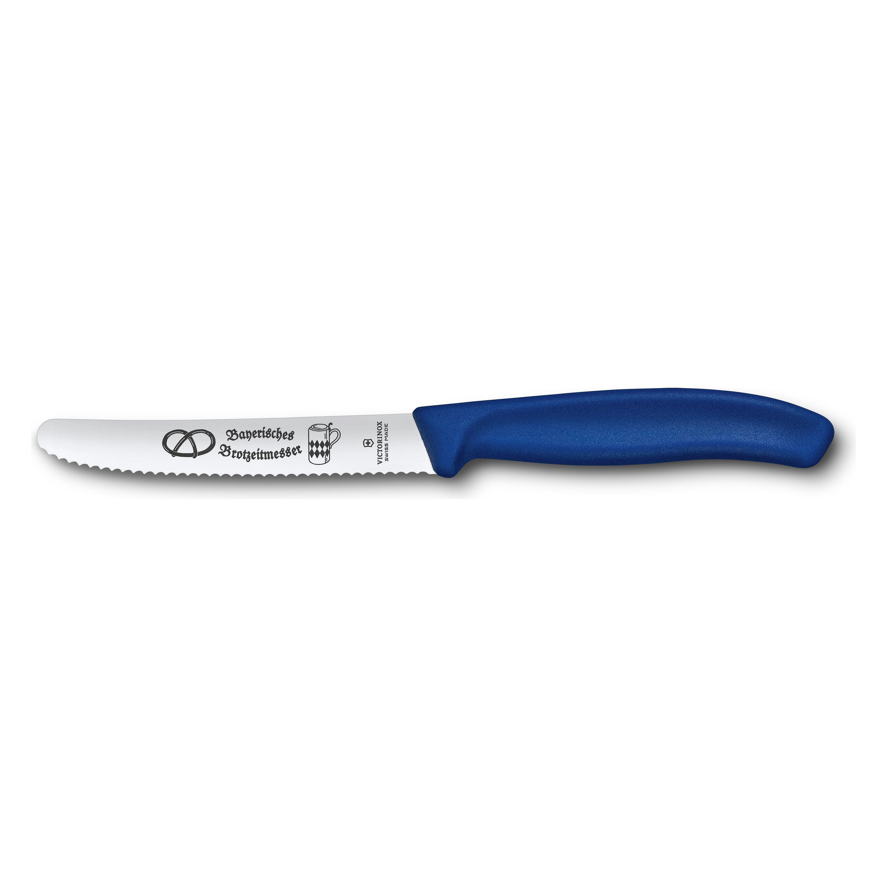 Victorinox Messer Swiss Classic Bayerische Brotzeit silber, blau glatt (11 cm) (6.7832.E1)