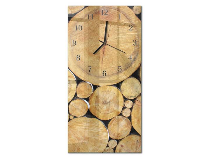 Tulup Wanduhr 60x30 cm - Bambuspflanze, Braun, Glas, Rechteckig, 30x60x0.4 cm, Dekoration, Uhren, Wanduhren