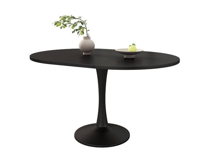 Evryae Esstisch oval versenkbar MDF modern platzsparend multifunktional Kaffee & Esstisch für kleine Räume, Schwarz, Oval,Oval, 100x75x140 cm, Esszimmer, Esstische