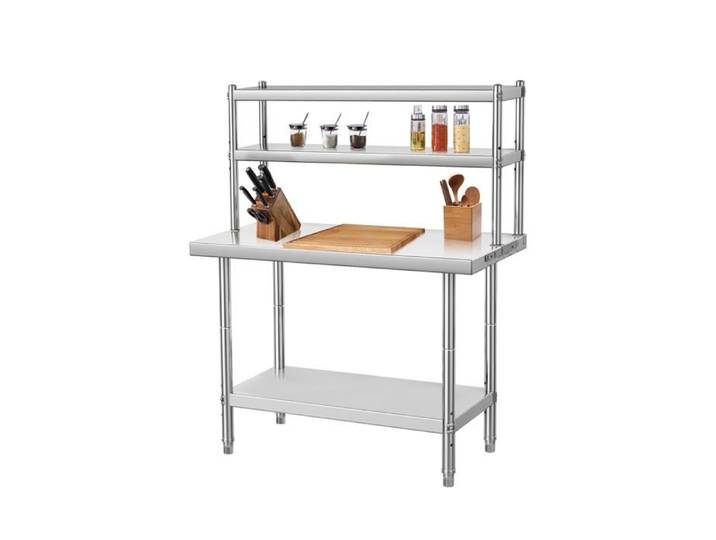 Table travail inox étagères 30x24in préparation cuisine robuste métal combo