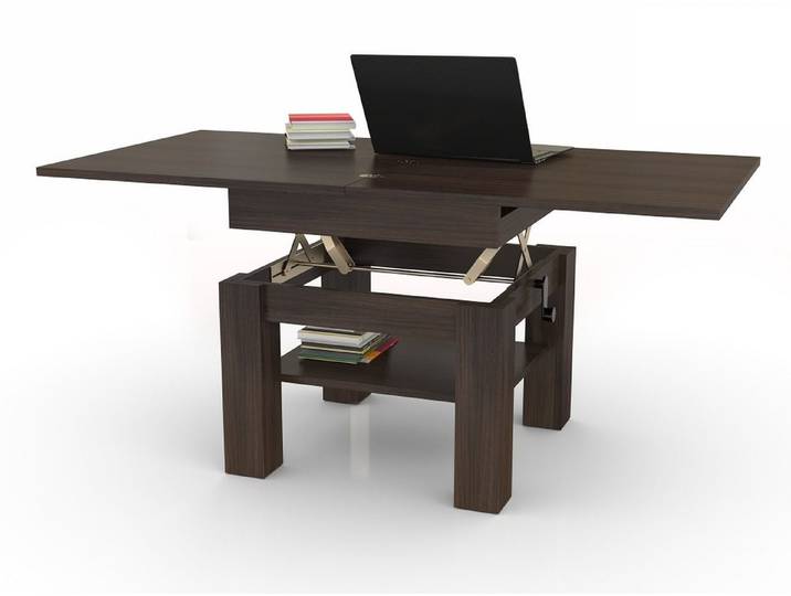 designimpex Couchtisch Design Cleo stufenlos höhenverstellbar aufklappbar Esstisch
