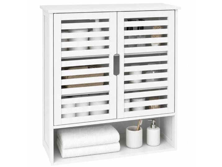 VIVOLILV Meuble Mural petite salle de bain Double Porte avec Étagère Réglable Armoire Meuble rangement suspendu ventilé Bambou