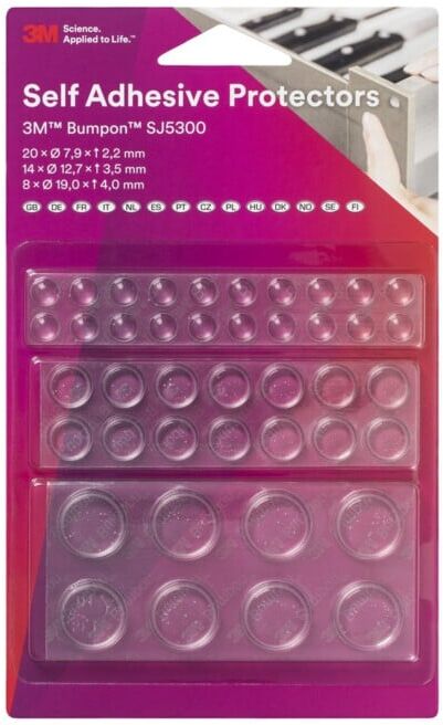 3M Bumpon Mini-Pack SJ5300BL Tampons élastiques trois tailles Transparent (7100145646)