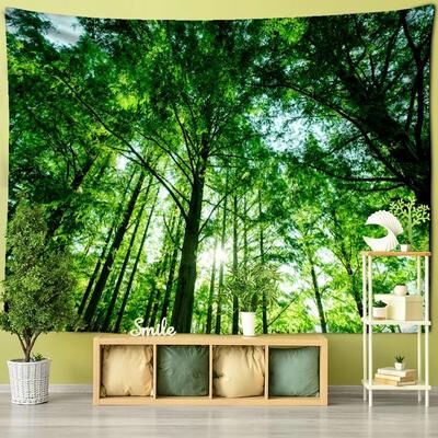 Inspired Finds Towering Forest Tree Tapestry Boho Psychedelic Wall Hanging Nature Mural 59.06x39.37in sky Grove