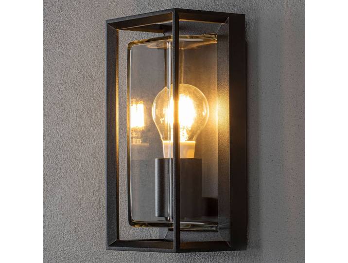 Konstsmide Aussenwandleuchte Brindisi, dimmbar, schwarz, Aluminium, Modern, Wandleuchte außen