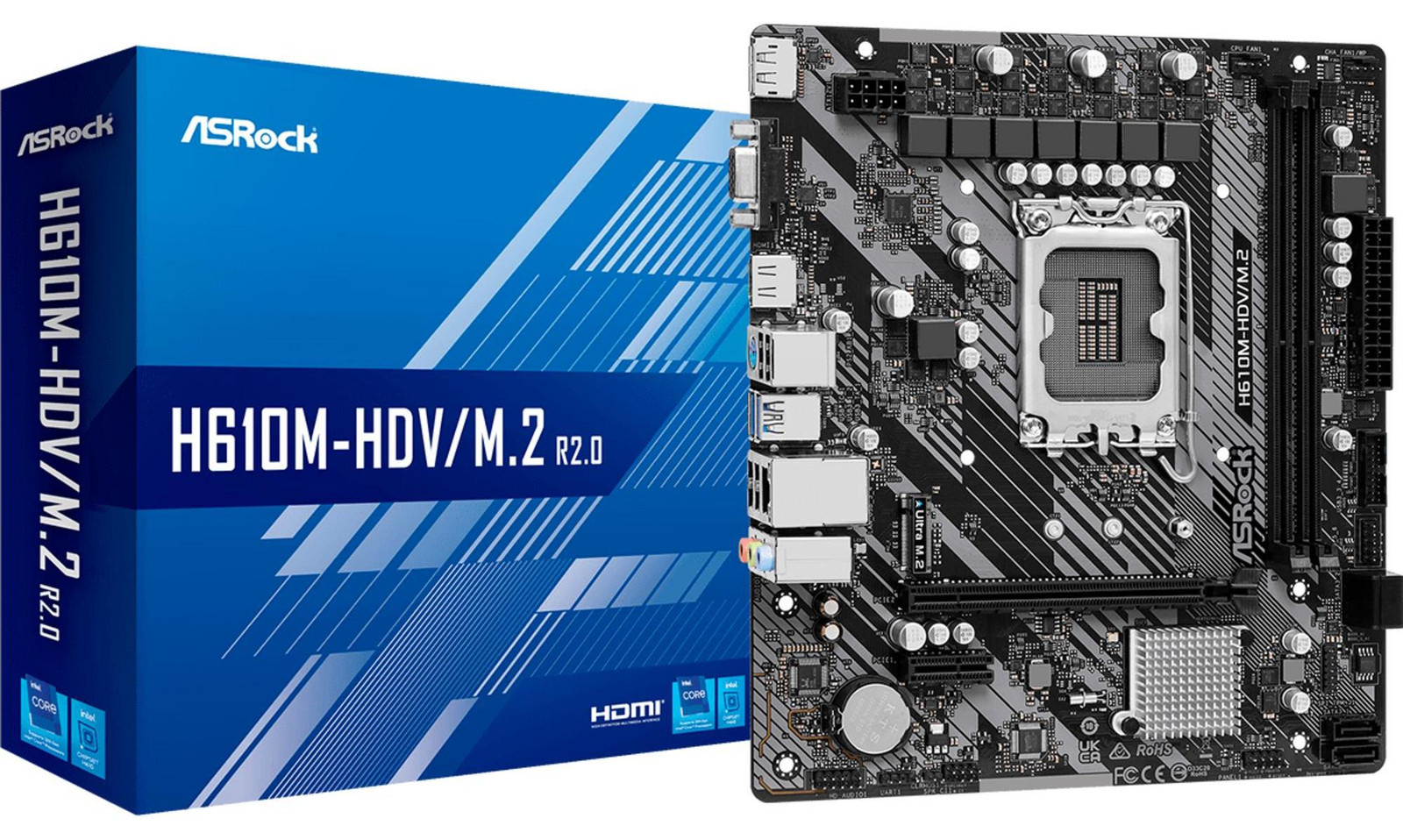 ASRock H610M-HDV/M.2 Moederbord micro ATX LGA1700 H610-chipset USB 3.2 Gen 1 Gigabit LAN