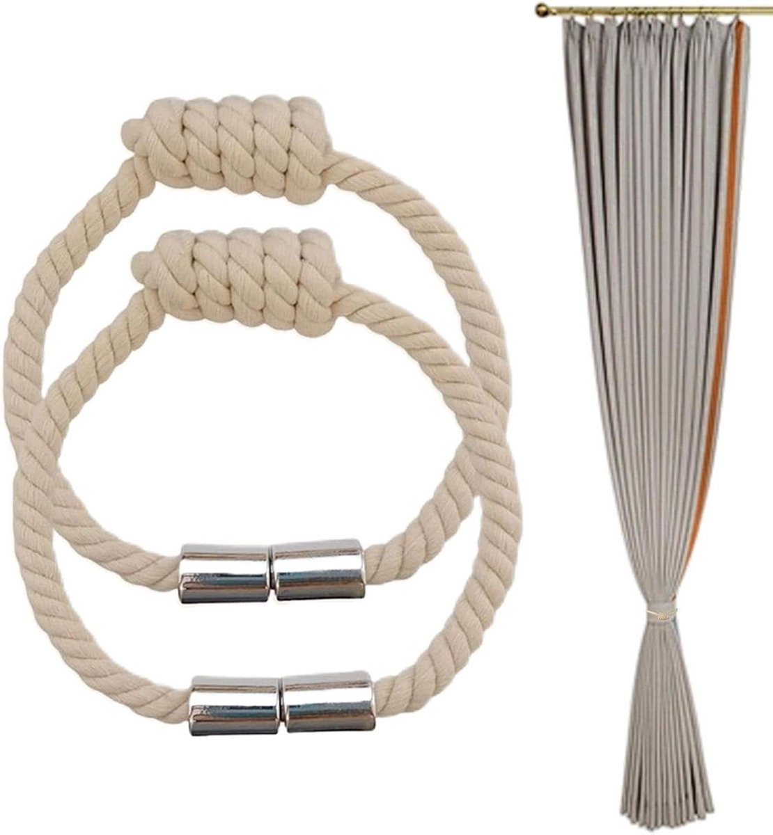 Magnetische Gordijn Tiebacks - Geweven Touw Gordijn Hangers - 50 cm