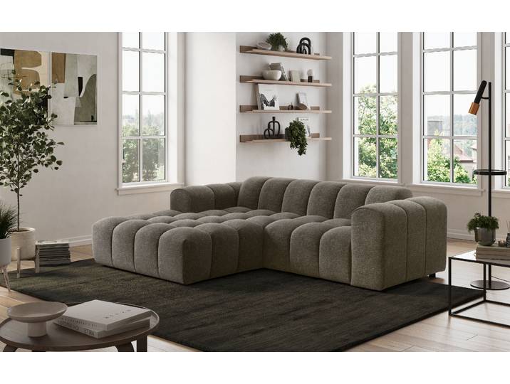 Ecksofa OTTO HOME Rocco L-Form, B: 248 cm, modernes Bubble-Sofa, großzügiger Sitzkomfort , braun (stone), B:248cm H:73cm T:93cm, 100% POLYESTER (PES), Sofas, Ecksofa, Wohnlandschaft-Charakter, frei stellbar, modernes Design