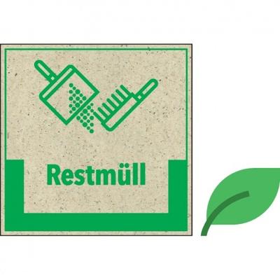 Abfallkennzeichen Restmüll,mit Symbol und Text,KRO,Graspapier,selbstkl.200x200mm
