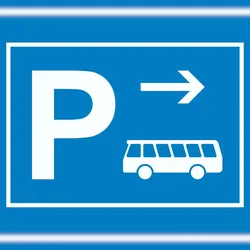 HB-Druck Bus Reisebus Parkplatz Schild mit Richtungspfeil rechts waagerecht A0 (841x1189mm)