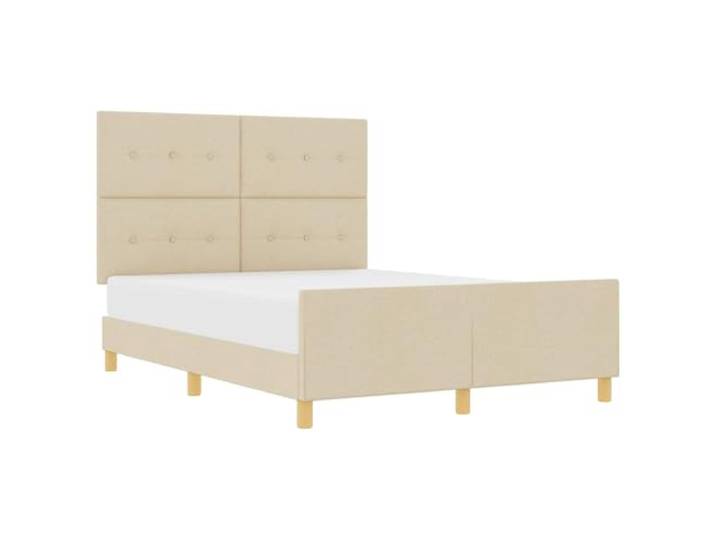PUGYNBK Bettrahmen, gepolstert, cremefarben, 140 x 200 cm Minimalistische Plattform, Kopfteil und Fußteil im Lieferumfang enthalten, Schaumfüllung, keine Basis erforderlich
