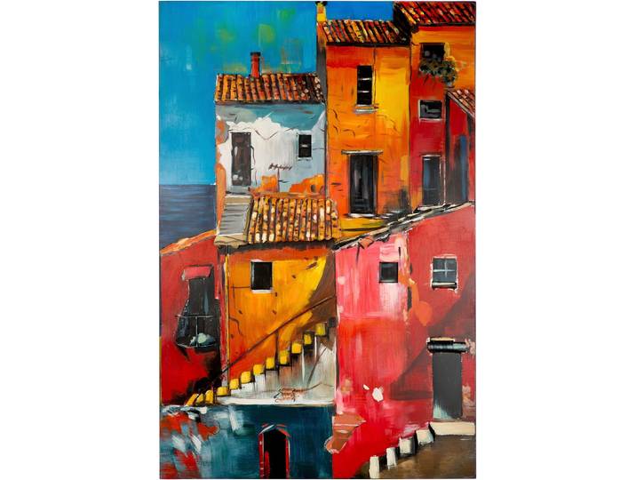 Metallbild CASABLANCA BY GILDE Bild rechteckig Vernazza orange, rot , bunt (farbe bild(er): orange, rot), B:80cm H:120cm T:3cm, Metall, Bilder, Metallbild, Stadtansicht mediterrane Haus Küstenort Italienbild Urlaubserinnerung