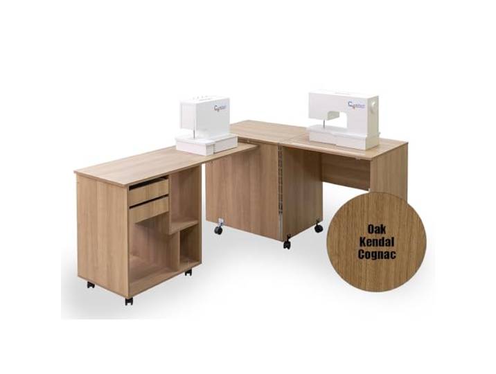 Comfort 8 Nähmaschinenschrank Nähmöbel Nähtisch Aufbewahrungsschrank (Oak Kendal Cognac)