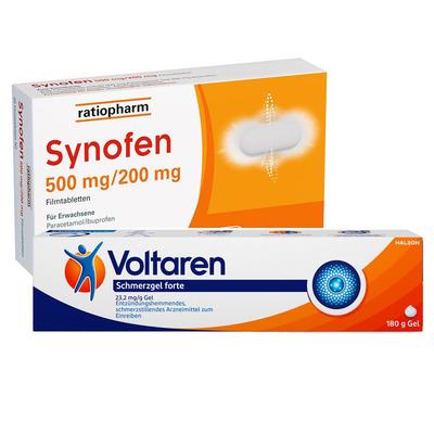Synofen 500 mg/200 mg Filmtabletten & Voltaren Schmerzgel forte 23,2, mg/g 1 St Set