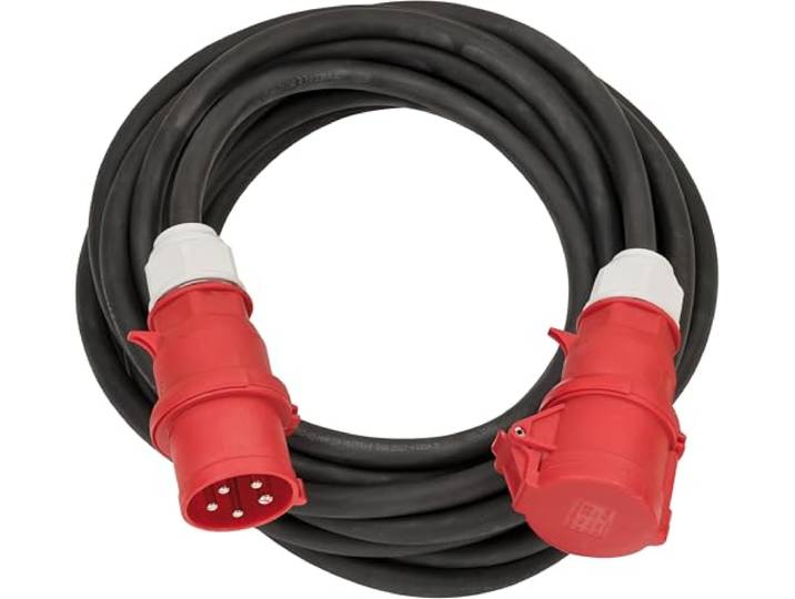 Brennenstuhl CEE Kabel IP44 (Verlengkabel 25 m, H07RN-F 5G6,0 5-polig met CEE stekker en koppeling, voor buiten IP44, Made in Germany) zwart