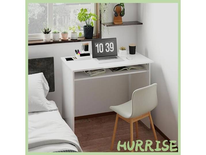 Cocosity Bureau Informatique Sobre Épuré Compact Avec 1 Étagère Panneaux De Particules Dim. 90L X 50P X 74H Cm Blanc Laqué