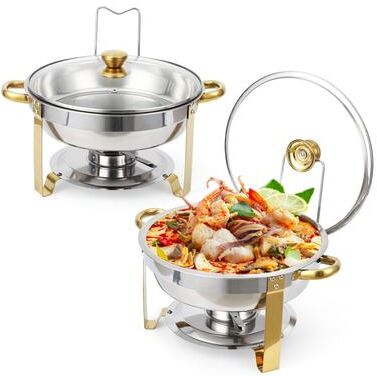 Garvee 5QT Chafing Dishes for Buffet Set of 2, Round Buffet Servers and Warmers