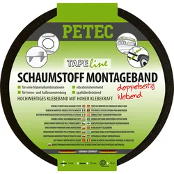 Petec Schaumstoff-Montageband doppelseitiges Klebeband 10 m x 19 mm x 1 mm