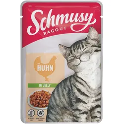 SCHMUSY Ragout Pouch in Jelly 100g Frischebeutel Katzennassfutter Sparpaket 44 x 100 Gramm Huhn