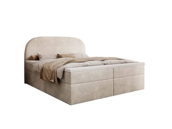 mybed. Boxspringbett Zen Polsterbett Doppelbett mit Kopfteil und Bettkasten 200x200 Bonnell Matratze H4 und Topper Cremig Poso 38 Schlafzimmer Stauraumbett