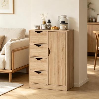 Ostweer Storage Cabinet Side Cabinet with 4 Drawers, Hallway Cabinet Corner Cabinet Buffet Cabinet with Shelf
