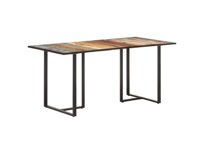 HEFZGDB Industrieller Esstisch 160 cm aus Massivholz Altholz mit pulverbeschichteten Eisenbeinen für Stabilität, Einzigartiges Design Tischplatte aus recyceltem Bauholz