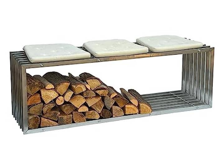 DanDiBo Kaminholzregal Innen Edelstahl Metall Kaminholzständer 96429 Brennholzregal 150 cm Holzkorb Kaminholzhalter