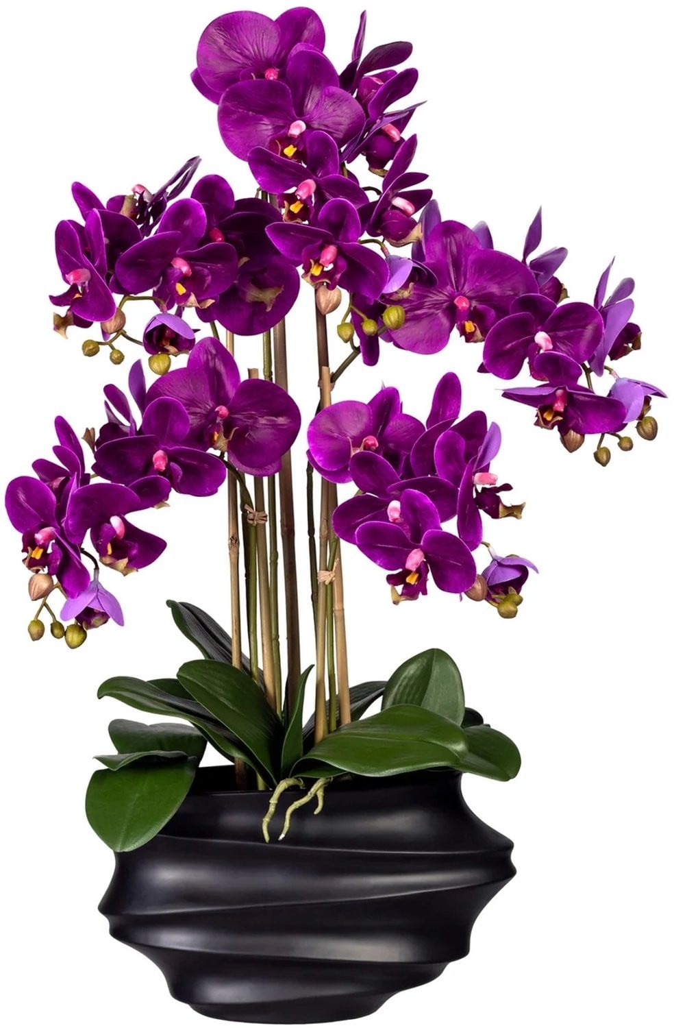 KOPU Kunstorchidee Phalaenopsis Lila met Zwarte Vaas - 75 cm
