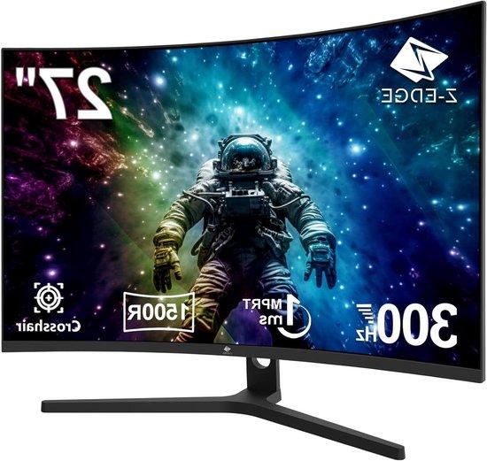 Gebogener Gaming-Monitor - 27 Zoll Bildschirm - Für anspruchsvolle Gamer - 300 Hz Bildwiederholfrequenz - 1080P Full HD Auflösung - Schwarz