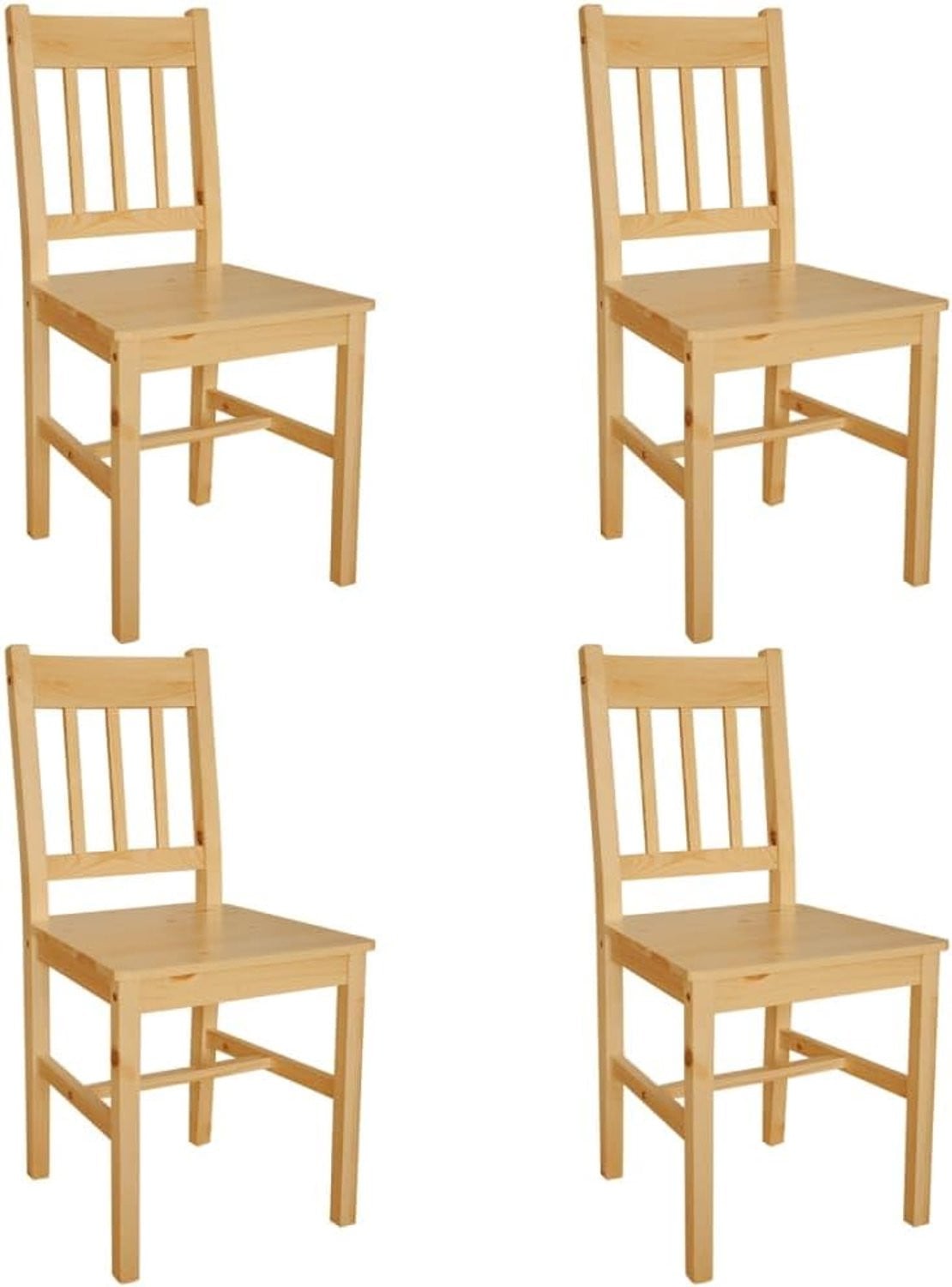 Set van 4 eetkamerstoelen van massief grenenhout met gladde lak