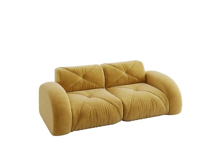Flora Grace Sofa in Gelb aus Chenille mit flexiblem Sitzkomfort, 95x76x204 cm, Wohnzimmer, Sofas & Couches, Sofas