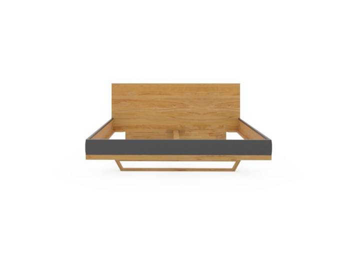 TEAM 7 Naturholzmöbel Riletto Bett aus Massivholz und Leder - Leder Origon schwarz - Kernbuche - inkl. Kopfteil Modern, Natur, Zeitlos